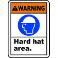 INDIGOS UG - Sticker - Safety - Warning - Warning Hard Hat Area Sign 1219mmx914mm - Decal for Office - Company - School - Hotel