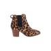 Madewell Ankle Boots: Chelsea Boots Chunky Heel Boho Chic Brown Leopard Print Shoes - Women's Size 7 - Almond Toe