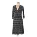 Leota Casual Dress - A-Line V Neck 3/4 sleeves: Black Dresses - Women's Size Large