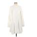 BCBGMAXAZRIA Casual Dress - Shirtdress High Neck Long sleeves: Ivory Solid Dresses - Women's Size Small