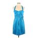 As U Wish Cocktail Dress - Party Sweetheart Sleeveless: Blue Print Dresses - Women's Size 5