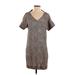 Bobeau Casual Dress - Shift: Brown Animal Print Dresses - Women's Size Small