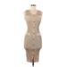 Almost Famous Casual Dress - Bodycon V-Neck Sleeveless: Tan Dresses - Women's Size Medium
