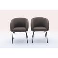 Corrigan Studio® Set of 2 Boucle Fabric Dining Chairs w/ Black Metal Legs_2 Upholstered/Metal in Brown | 30 H x 23.6 W x 25.2 D in | Wayfair
