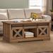 Gracie Oaks Eagleville Farmhouse Lift Top Coffee Table w/ 2 Open Cabinets & Shelf Wood in Brown | 17.9 H x 47.2 W x 21.7 D in | Wayfair