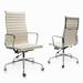 Ivy Bronx Swasey Rolling Genuine Leather Office Chair Conference Chair Upholstered/Metal in Gray/Brown | 46.9 H x 24.4 W x 18.5 D in | Wayfair