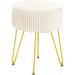 Makeup Footstool Footrest Chair with 4 Metal Legs Storage Stool - White