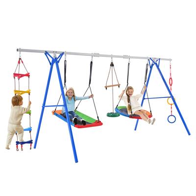 5 in 1 Outdoor Toddler Swing Set for Backyard, Playground Swing Sets with Steel Frame, Multifunction Playsets