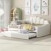 Elegant Velvet Sofa Bed Daybed with Shall Shaped Backrest and Trundle,Full