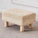 Foot Stool Rectangular Footrest Natural Seagrass Footstool,White - Natural White