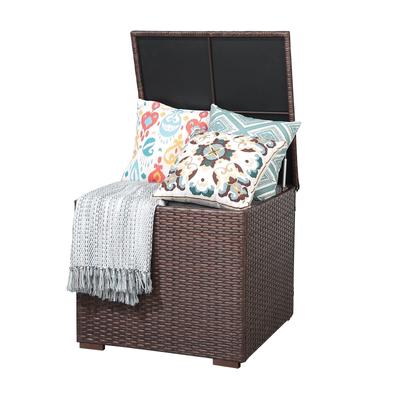 88 Gallon Wicker Deck Box, Indoor/Outdoor Storage Box for Patio Cushions, Gardening Tools and Toys