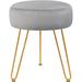 Footrest Stool Round Upholstered Vanity Footstool Side Table,Grey - Grey