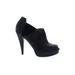 Modern Vintage Heels: Slip-on Stilleto Chic Black Solid Shoes - Women's Size 37.5 - Round Toe