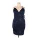 Emerald Sundae Cocktail Dress - Mini V Neck Sleeveless: Blue Dresses - New - Women's Size 2X