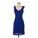 Lilly Pulitzer Cocktail Dress - Party V Neck Sleeveless: Blue Solid Dresses - New - Women's Size 0