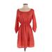 Soprano Casual Dress - Mini Boatneck 3/4 sleeves: Orange Dresses - Women's Size Small