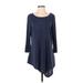 Long Tall Sally Casual Dress - Mini Scoop Neck 3/4 sleeves: Blue Solid Dresses - Women's Size X-Small