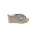 Dolce Vita Wedges: Slip-on Platform Boho Chic Gray Print Shoes - Women's Size 11 - Open Toe