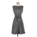 Papillon Casual Dress - A-Line: Gray Brocade Dresses - Women's Size Small