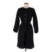 J.Crew Casual Dress - Shirtdress High Neck 3/4 sleeves: Black Print Dresses - Women's Size Medium