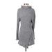 Free People Casual Dress - Sweater Dress High Neck Long sleeves: Gray Marled Dresses - Women's Size Small