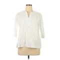 Lauren by Ralph Lauren Long Sleeve T-Shirt: Ivory Tops - Women's Size 1X