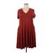 Torrid Casual Dress - Mini V Neck Short sleeves: Burgundy Print Dresses - Women's Size 2X Plus