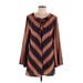 Weekend Suzanne Betro Casual Dress - Shift: Brown Chevron/Herringbone Dresses - New - Women's Size Large