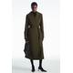 COS Women's Double-Breasted Wool-Blend Trench Coat - Green - Green