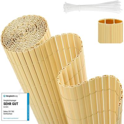 Sichtschutzmatte pvc Sichtschutzzaun Gartenzaun, Doppelte Verstärkung, Bambus / 0,90 x 5 m - Sekey Image