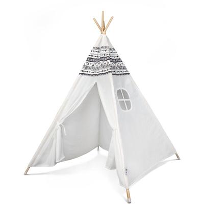 Tipi Kinderzelt für Kinderzimmer Zelt Spielzimmer Indoor Stabil Robust Schwarz - Weiß, Ohne Zubehör