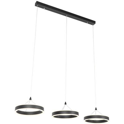 Qazqa - Hängelampe schwarz länglich inkl. led 3-stufig dimmbar 3-Licht - Lyani Image