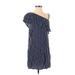 Love, Fire Casual Dress - Mini Open Neckline Short sleeves: Blue Print Dresses - Women's Size Small