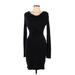 Tahari Casual Dress - Bodycon Scoop Neck Long sleeves: Black Print Dresses - Women's Size Large Petite
