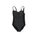 One Piece Swimsuit: Black Polka Dots Swimwear - Women's Size 4