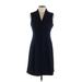 Tommy Hilfiger Casual Dress - A-Line V-Neck Sleeveless: Blue Solid Dresses - Women's Size 6