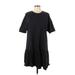 H&M Casual Dress - DropWaist Crew Neck Short sleeves: Black Print Dresses - Women's Size Large