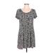 Salaam! Casual Dress - A-Line Scoop Neck Short sleeves: Gray Dresses - Women's Size Large