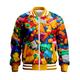 Garçon 3D Bloc de couleur Multicolore Veste manche longue Printemps Automne Hiver Actif Vêtement de rue Frais Polyester Enfants 3-12 ans Col en V Fermeture Eclair Plein Air du quotidien Standard