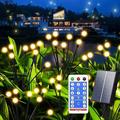 1 ensemble de 5 lampes solaires luciole à 30 LED, version solaire améliorée, 8 modes de clignotement avec télécommande – lampe de jardin solaire étanche pour allée, terrasse et décoration de jardin