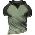 Homme T-shirt Manches courtes À capuche Été Bloc de Couleur Manche Raglan Mode Designer Basique Patchwork Vacances Rue Sortir Bleu Vert Kaki T-shirt haut de gamme pour homme