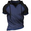 Homme T-shirt Manches courtes À capuche Été Bloc de Couleur Manche Raglan Mode Designer Basique Patchwork Vacances Rue Sortir Bleu Vert Kaki T-shirt haut de gamme pour homme
