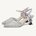 Femme Chaussures à Talons Chaussures de mariage Chaussures habillées Mariage Soirée Strass Talon de chaton Talon Cône Bout pointu Elégant Rétro Vintage Mode Maille Cuir Mocassins Noir Beige