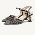 Femme Chaussures à Talons Chaussures de mariage Chaussures habillées Mariage Soirée Strass Talon de chaton Talon Cône Bout pointu Elégant Rétro Vintage Mode Maille Cuir Mocassins Noir Beige