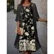 Femme Ensemble Robe Deux Pièces Robe casual Robe de Mousseline Robe imprimée Extérieur Vacances Mode Moderne Imprimer Robe mi-longue Col Ras du Cou Demi Manches Floral Ample Noir Printemps S M L XL