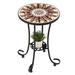 VINGLI Mosaic Accent Table 14 Round Side End Table Plant Stand (Brown Flower)