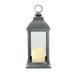 Northlight 12.5 Silver Brushed Black Candle Lantern with Flameless LED Candle