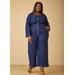 Plus Size Square Neck Wide Leg Denim Jumpsuit