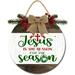 Eveokoki 12 Jesus is the Reson for the Season Christmas Decorationï¼Œ Wooden Christmas Wreaths for Front Door Christmas Decor for Home Wall Farmhouse Holiday Outdoor Indoor