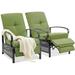 AECOJOY Adjustable Patio Reclining Lounge Chair with Cushions Set of 2-Green